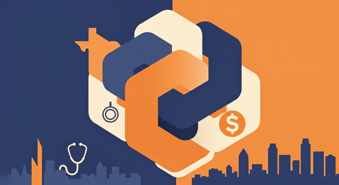 Dallas RN salary 2026 hero graphic with Texas-themed geometric design highlighting nurse compensation data