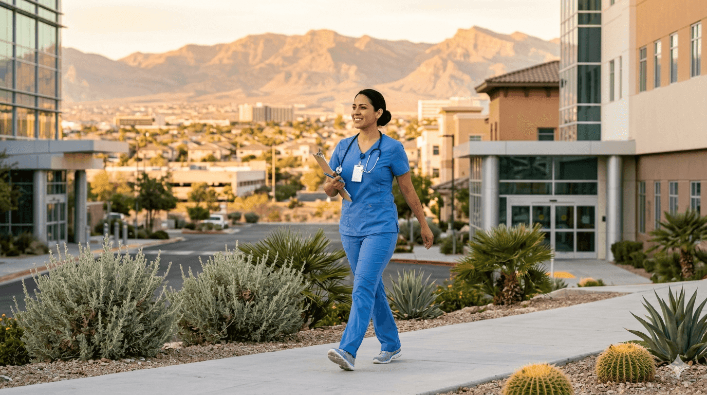 Las Vegas nurse outside University Medical Center Nevada